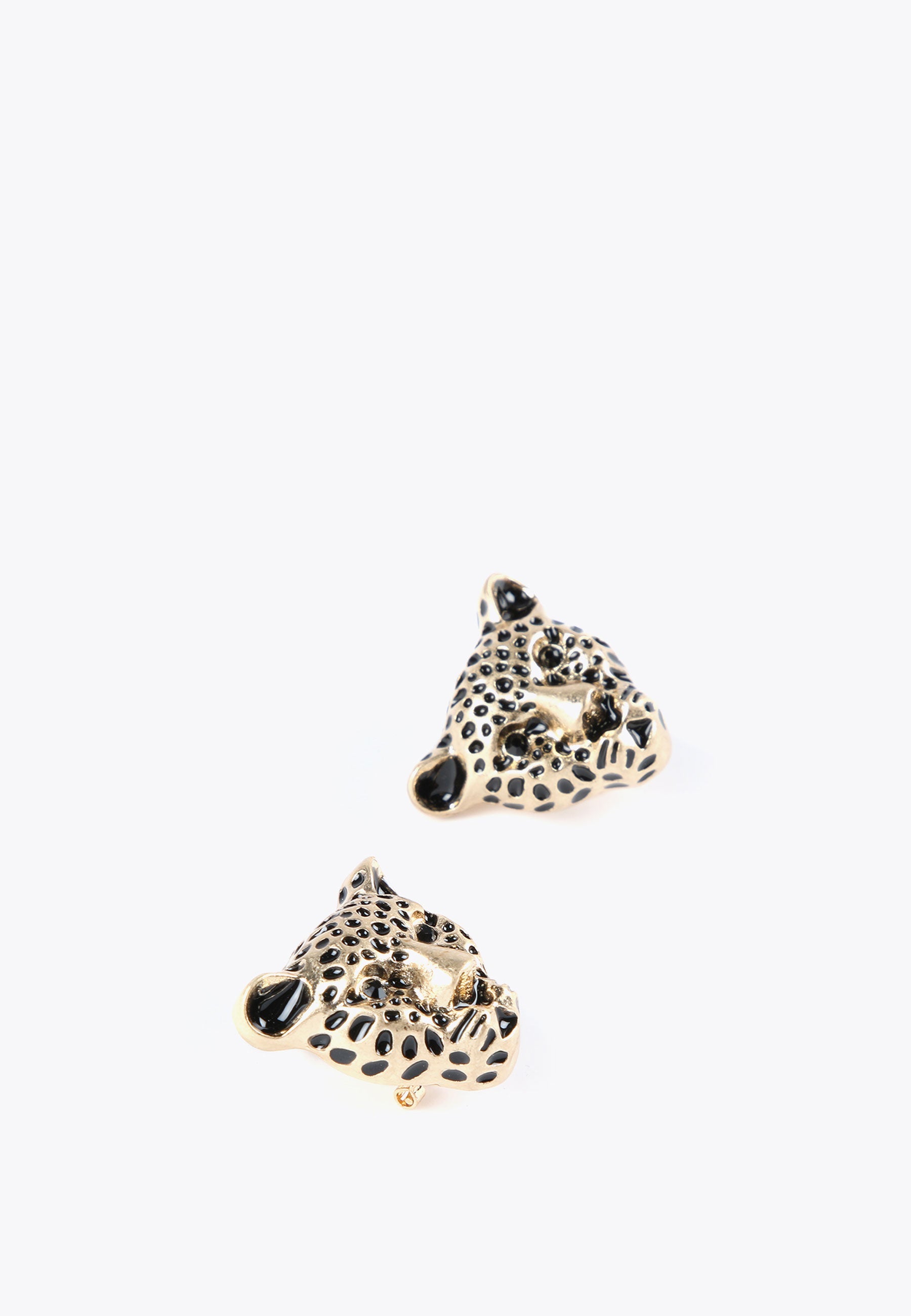 LS2403005-Gold-Leopard face earrings