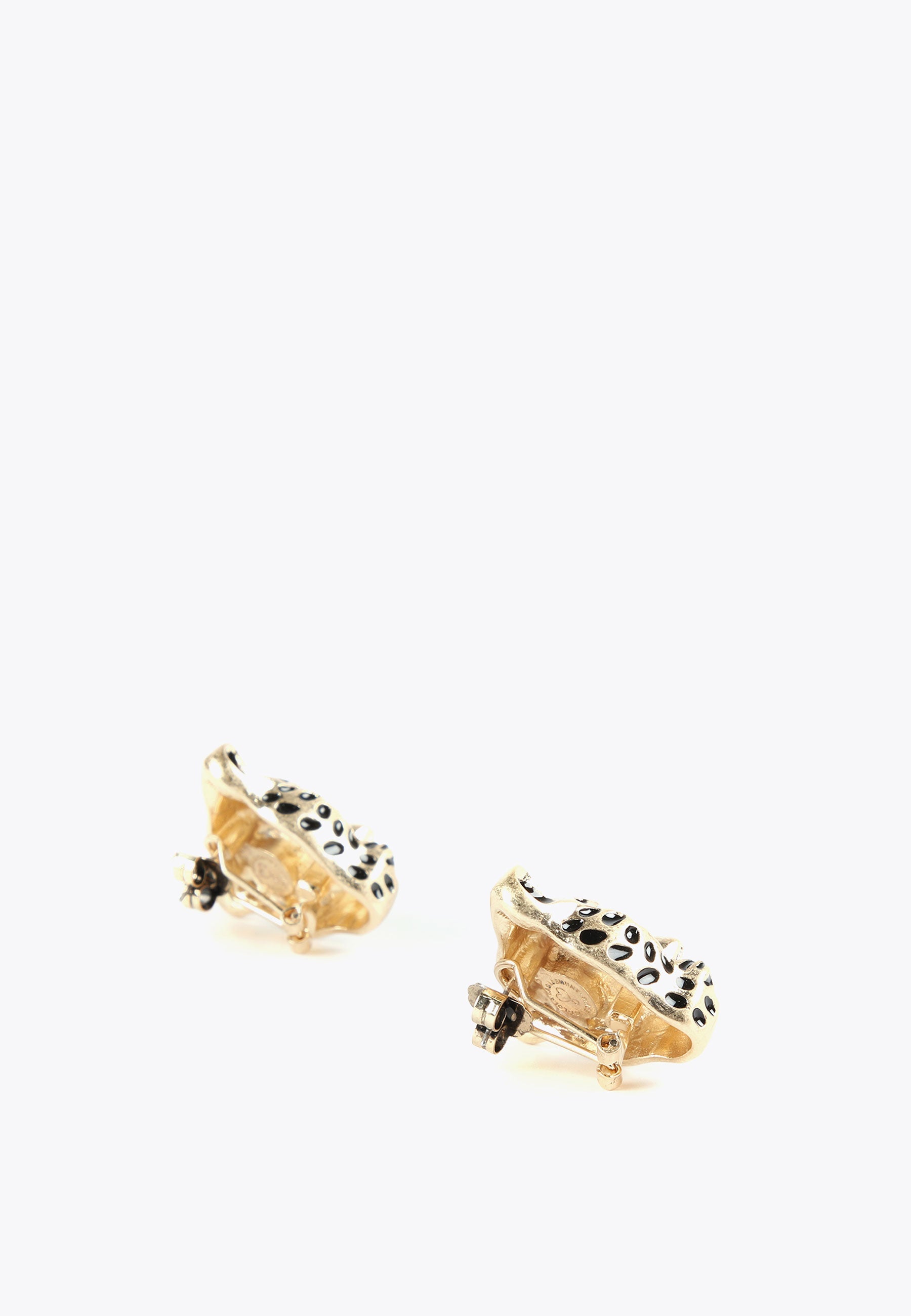 LS2403005-Gold-Leopard face earrings