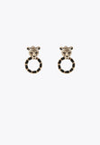LS2403006-Gold-Leopard face and hoop earrings