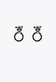 LS2403006-Silver-Leopard face and hoop earrings