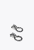 LS2403006-Silver-Leopard face and hoop earrings