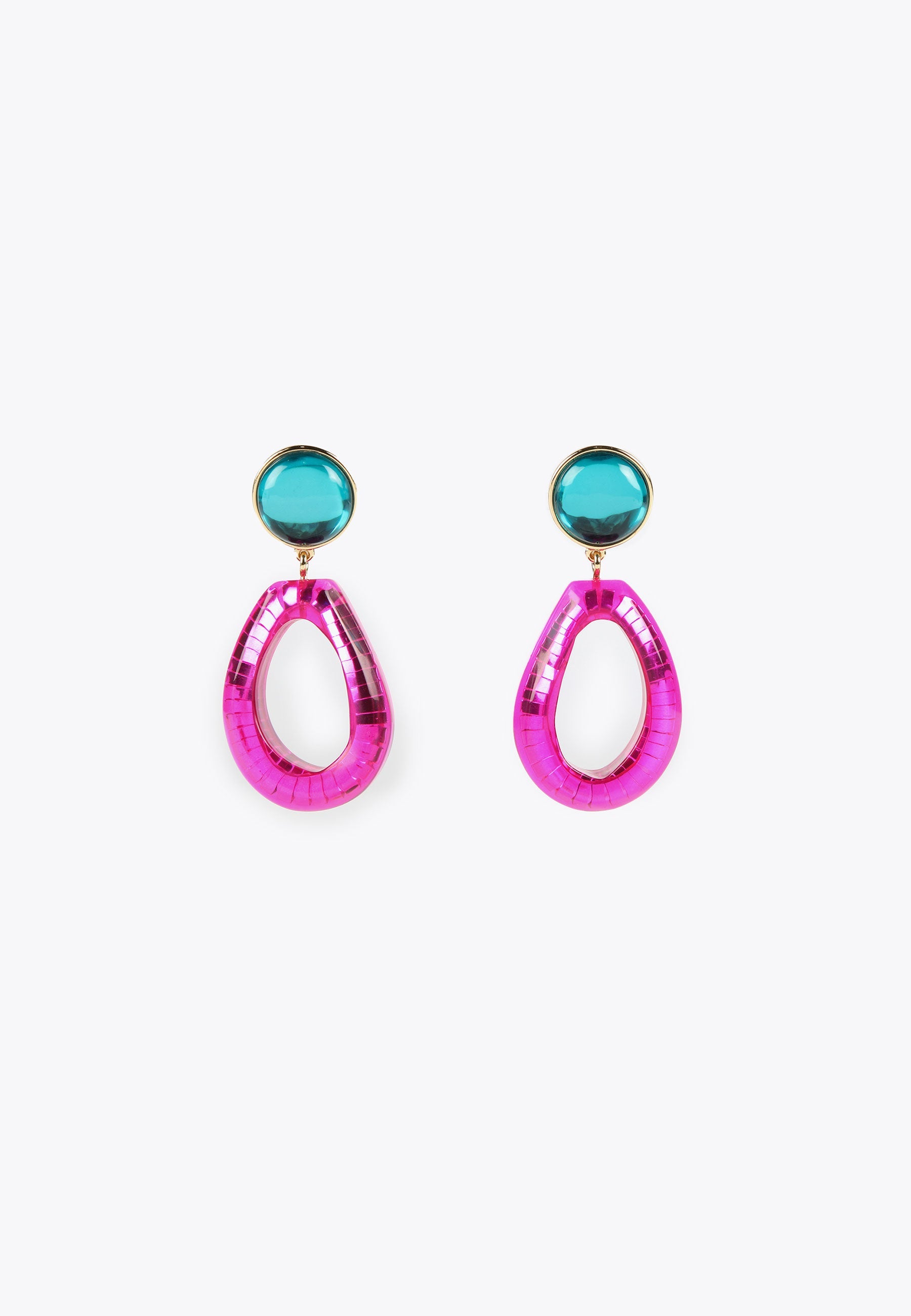 LS2403028-Fuchsia-Colourful two-piece earrings