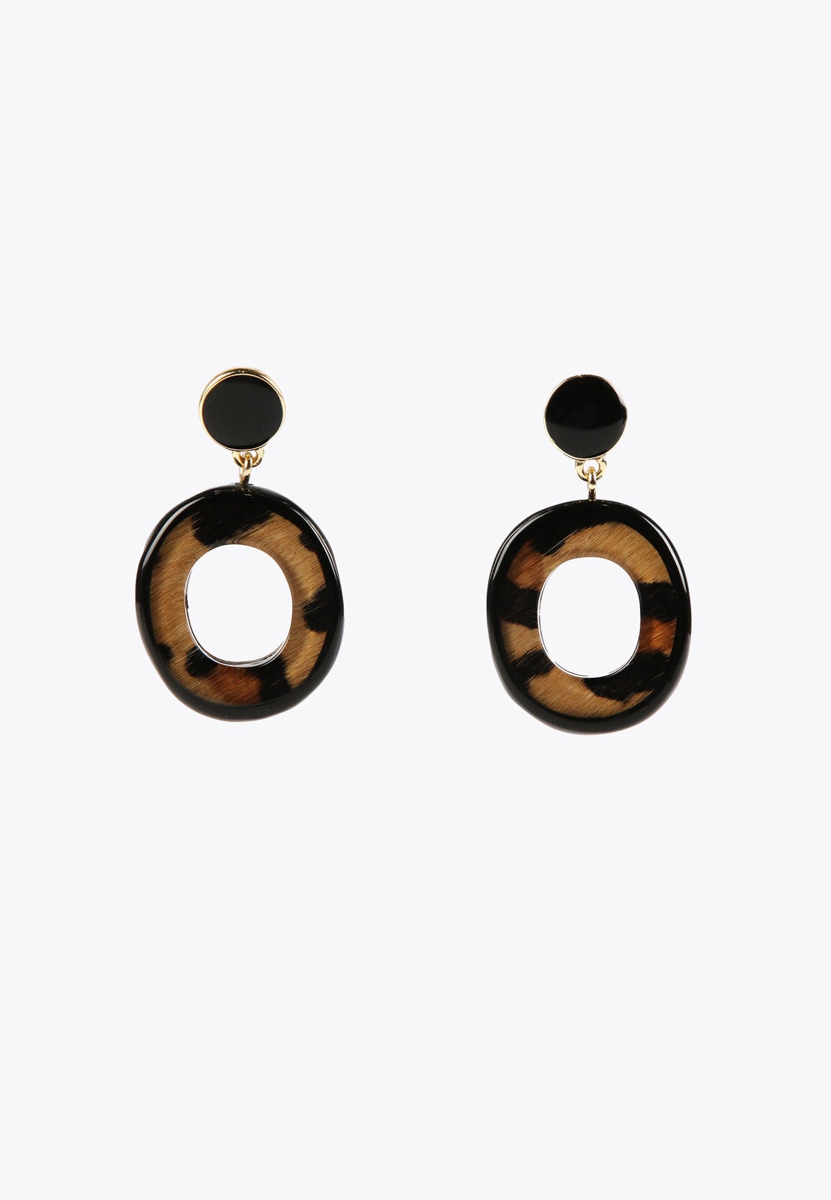 LS2403033-Brown-Animal print hoop earrings