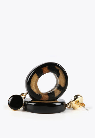 LS2403033-Brown-Animal print hoop earrings