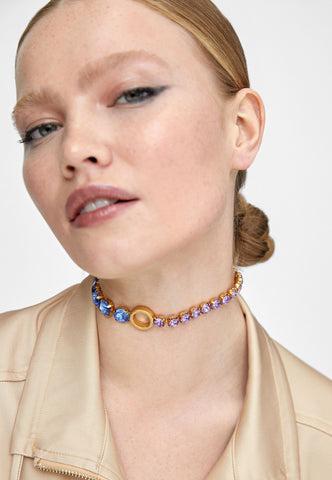 LS2403037-Lilac-Blue-Choker necklace with crystals