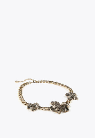 LS2403038-Gold-Golden necklace with flowers