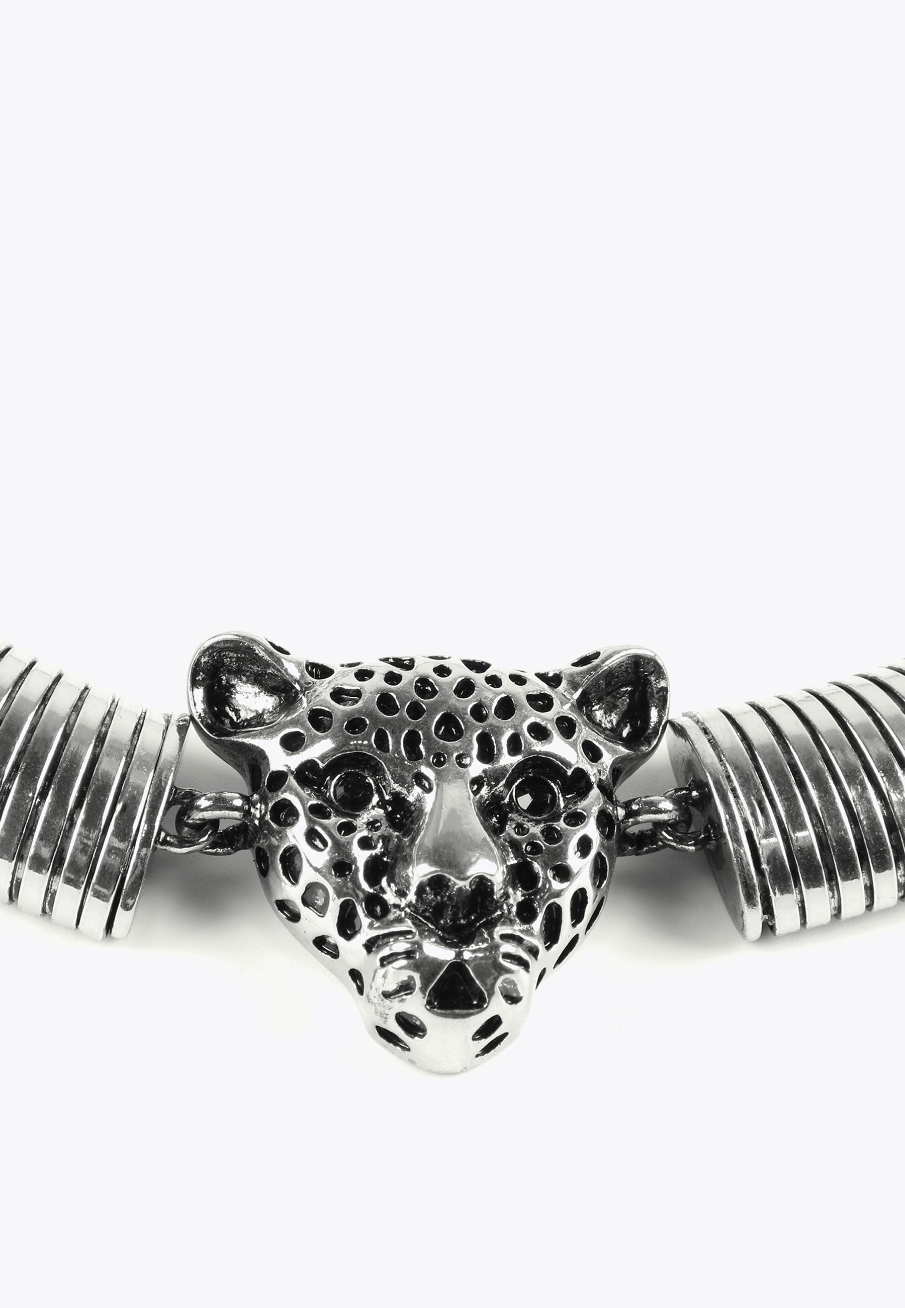 LS2403041-Silver-Leopard head necklace