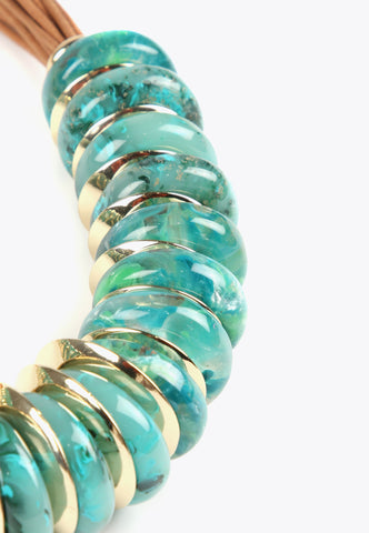 LS2403059-Turquoise-Turquoise multi-piece necklace