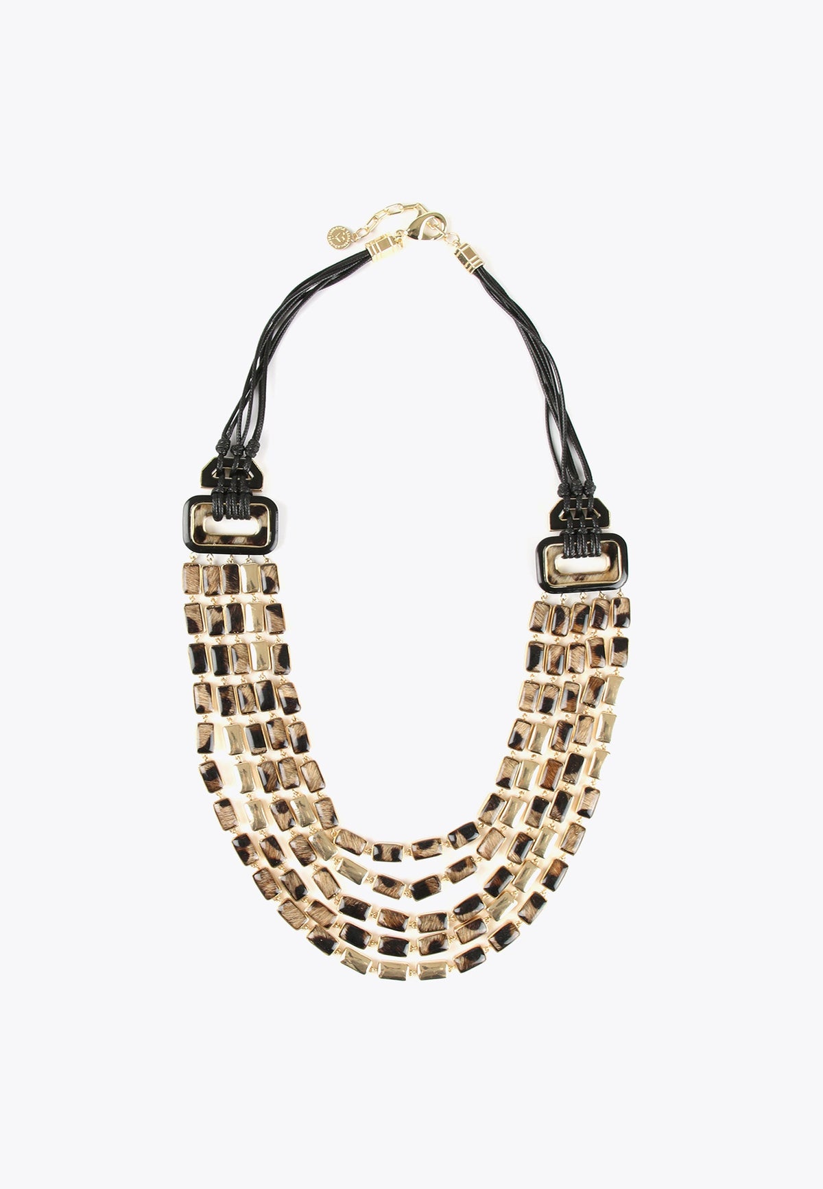 LS2403067-Gold-Multi-chain animal print necklace