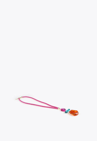 LS2403073-Fuchsia-Maxi necklace with colourful pieces