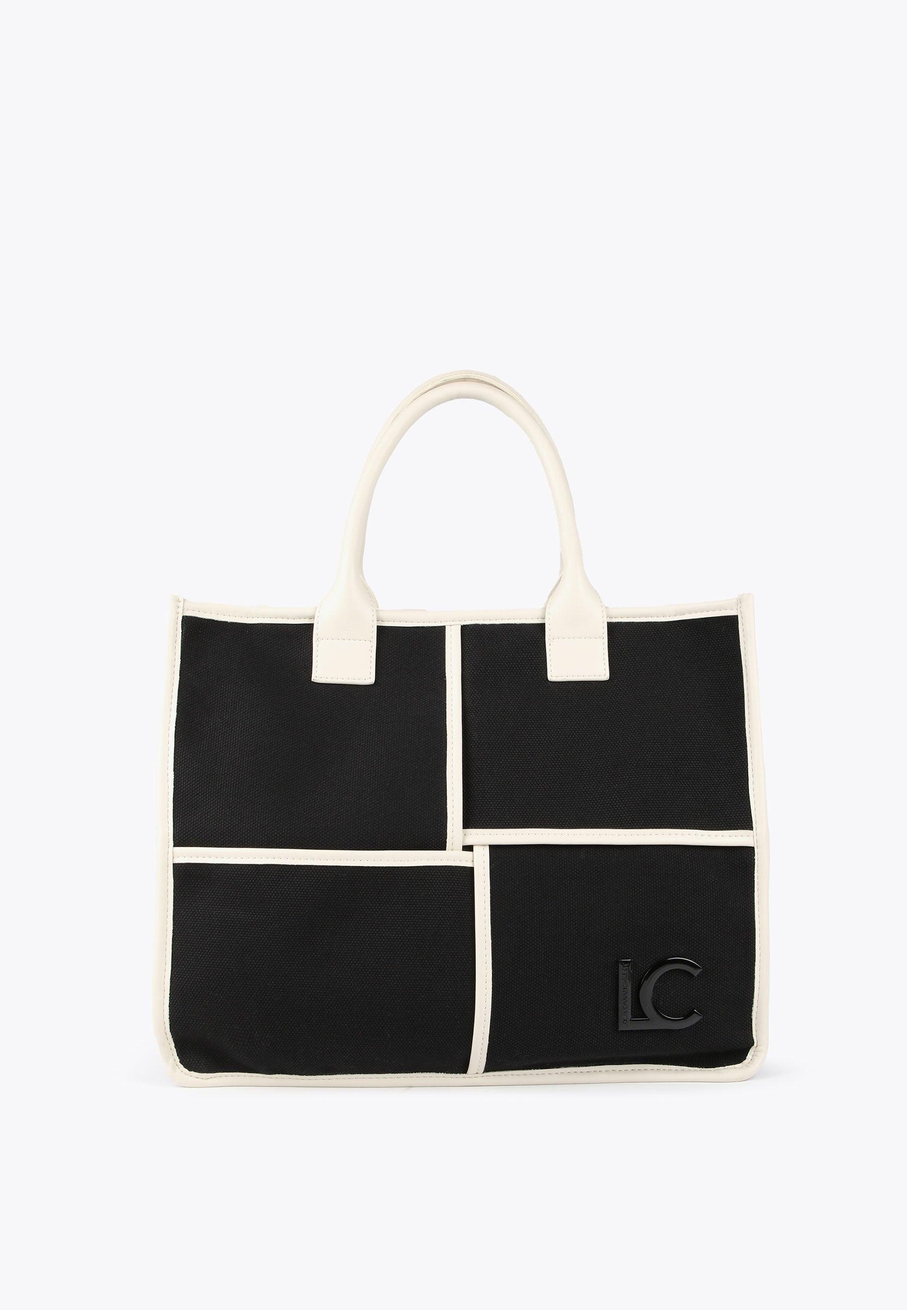 LS2404024-Black-Ecru-Black and white tote bag