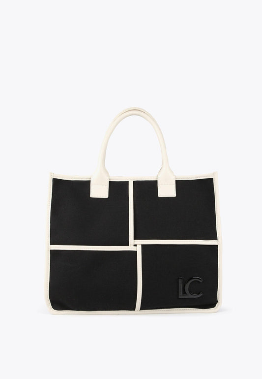 LS2404024-Black-Ecru-Black and white tote bag