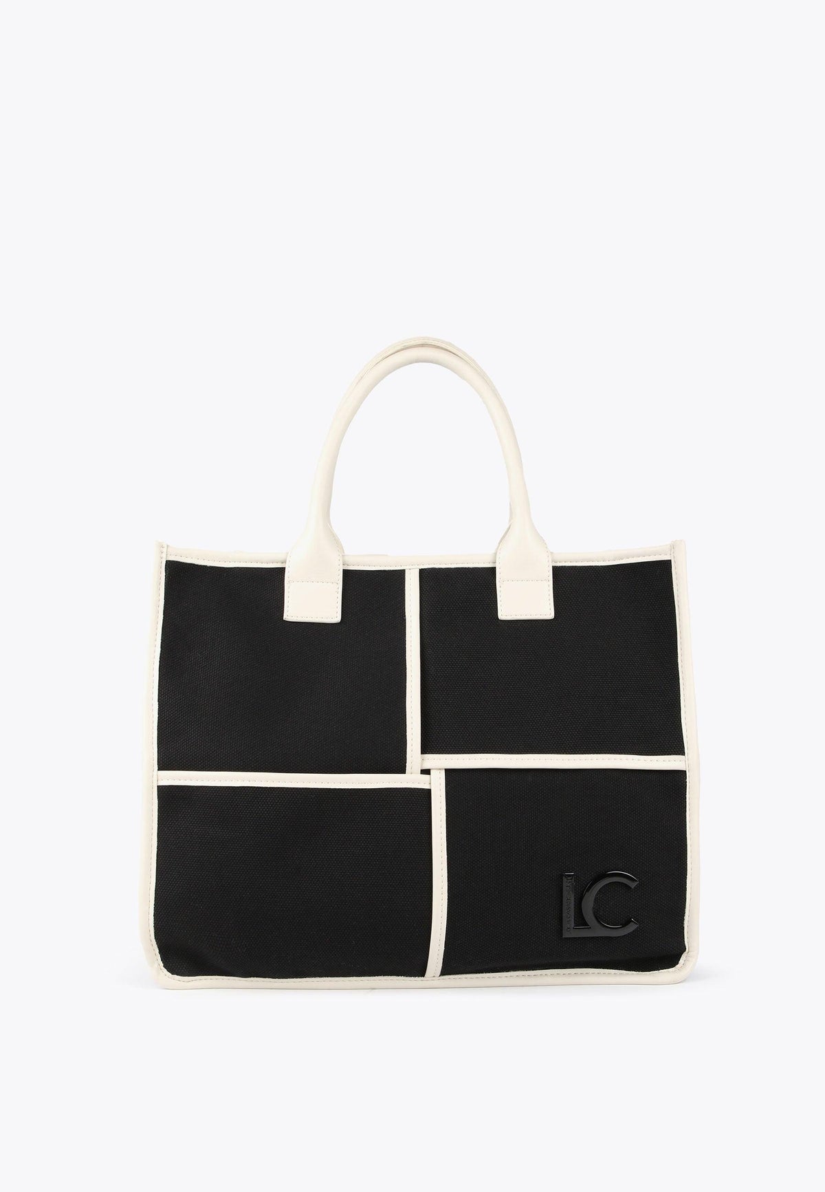 LS2404024-Black-Ecru-Black and white tote bag