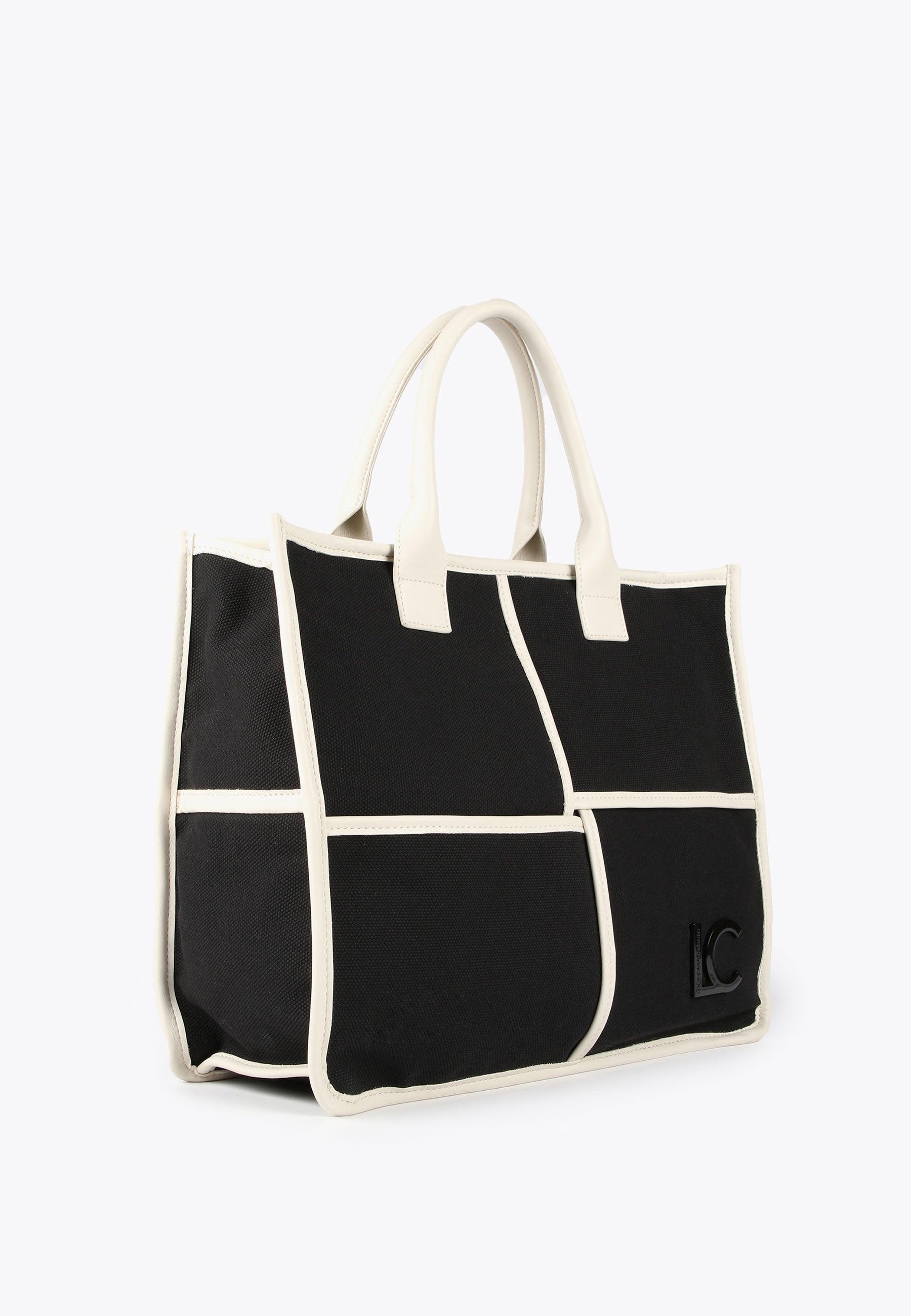 LS2404024-Black-Ecru-Black and white tote bag