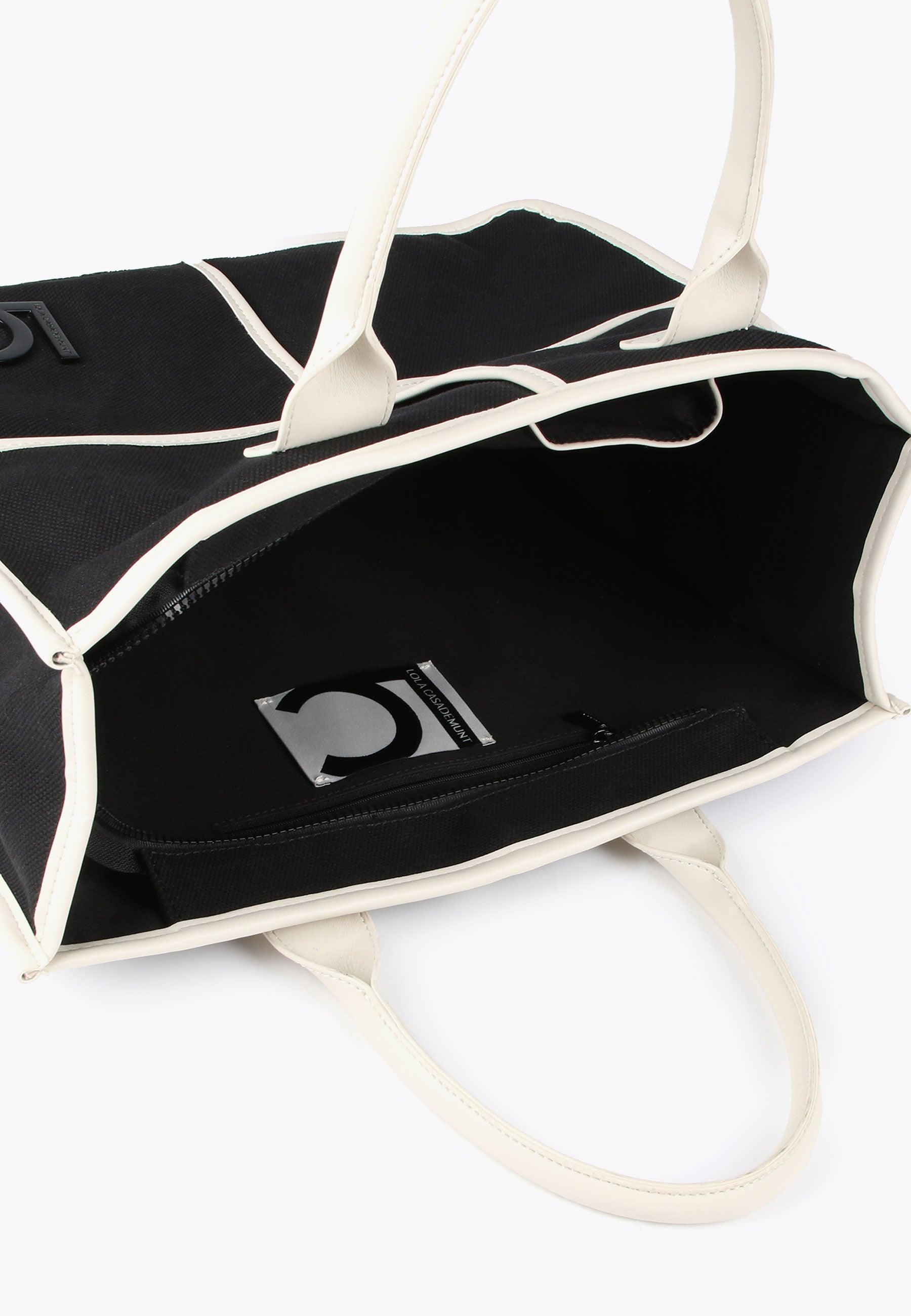 LS2404024-Black-Ecru-Black and white tote bag