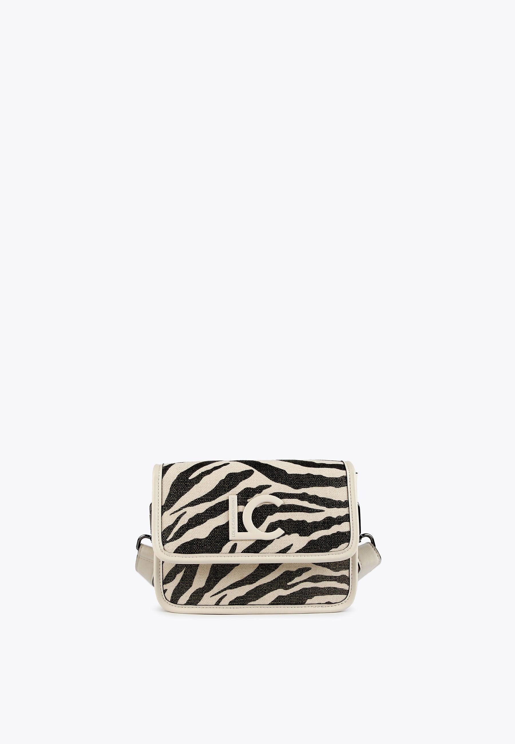 LS2404044-Ecru-Metal-Animal print crossbody bag