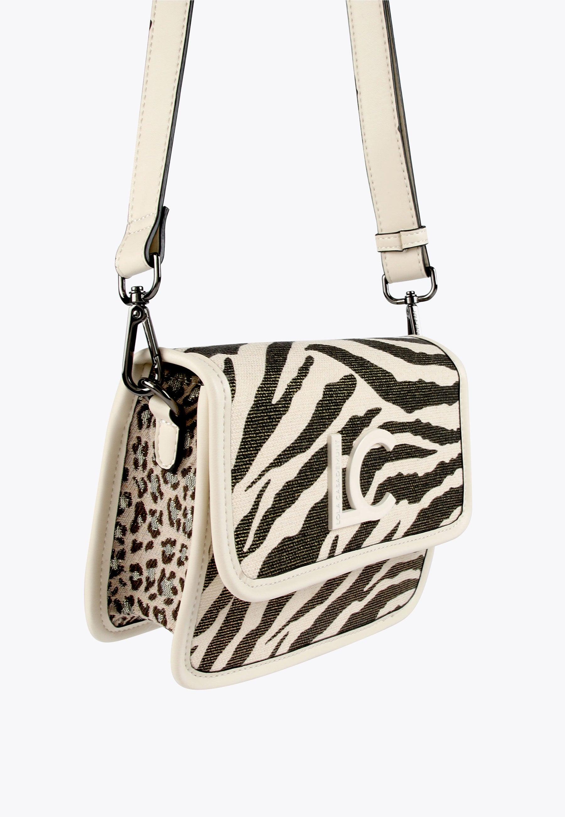 LS2404044-Ecru-Metal-Animal print crossbody bag