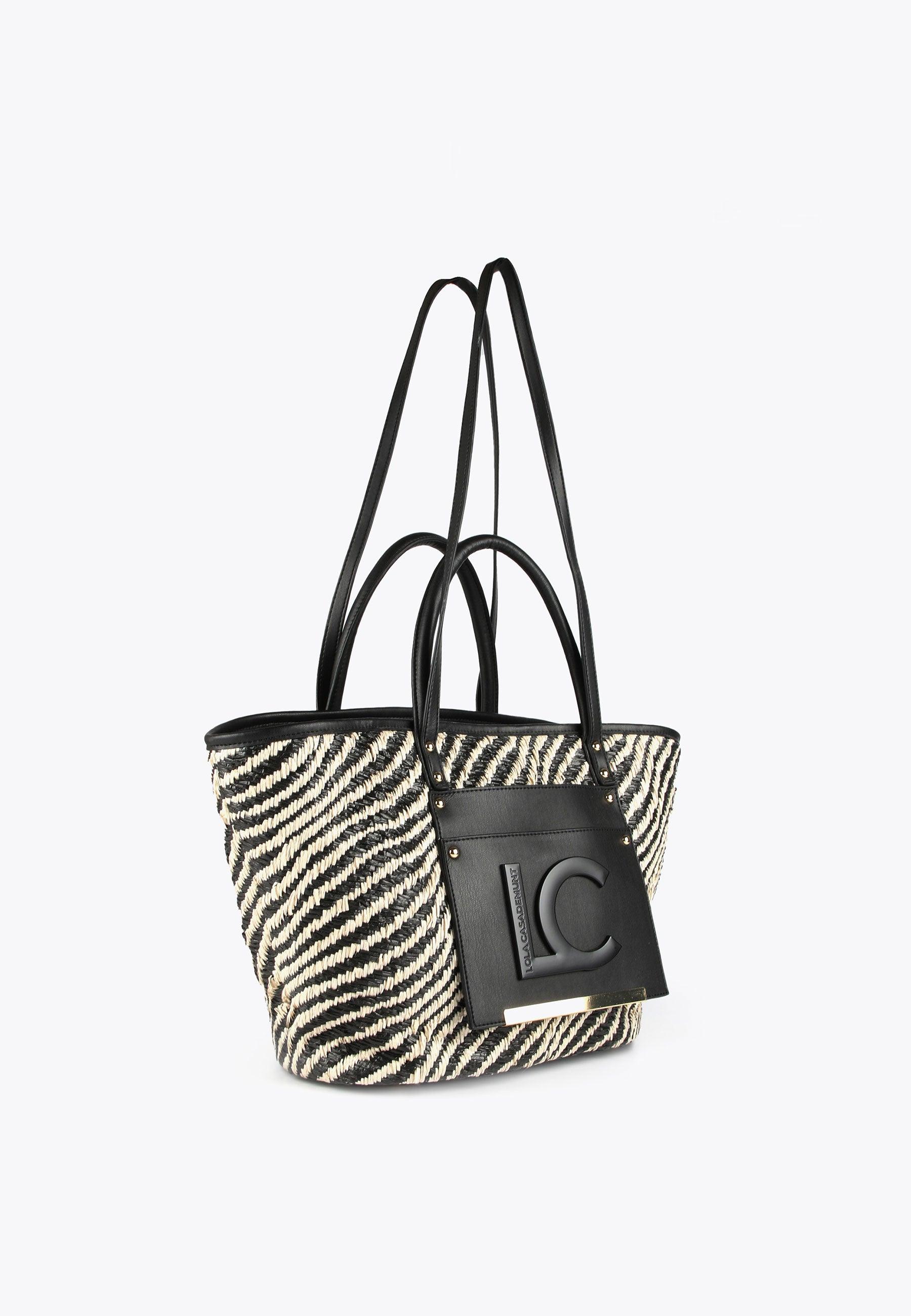 LS2404063-Black-White-Basket-style tote bag