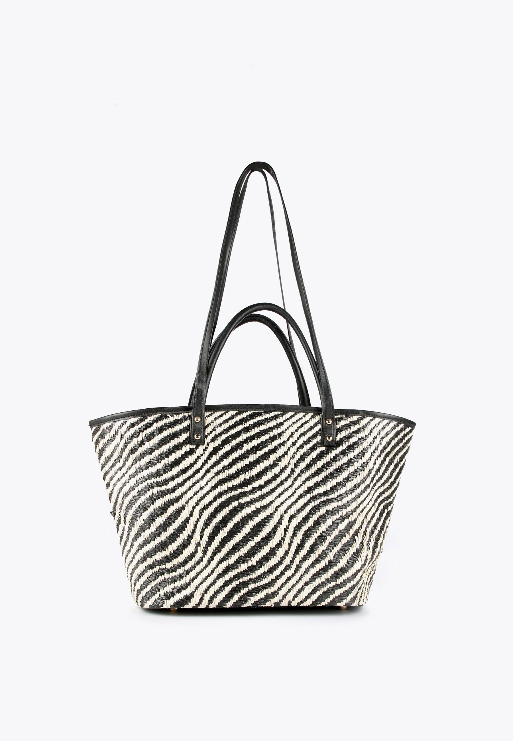 LS2404063-Black-White-Basket-style tote bag