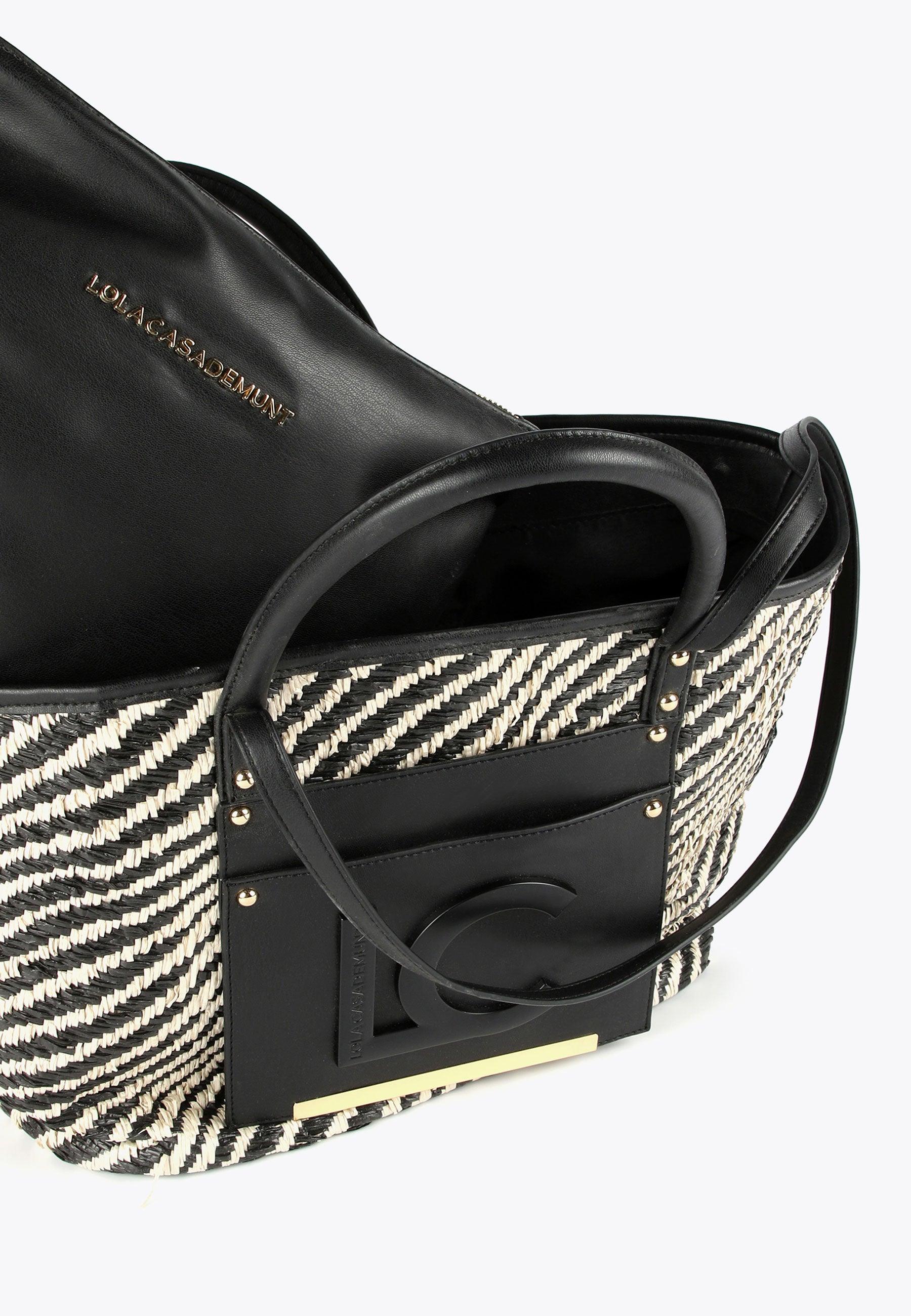 LS2404063-Black-White-Basket-style tote bag