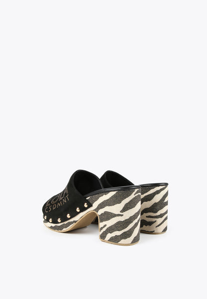 LS2405014-Black-Clogs with animal print soles
