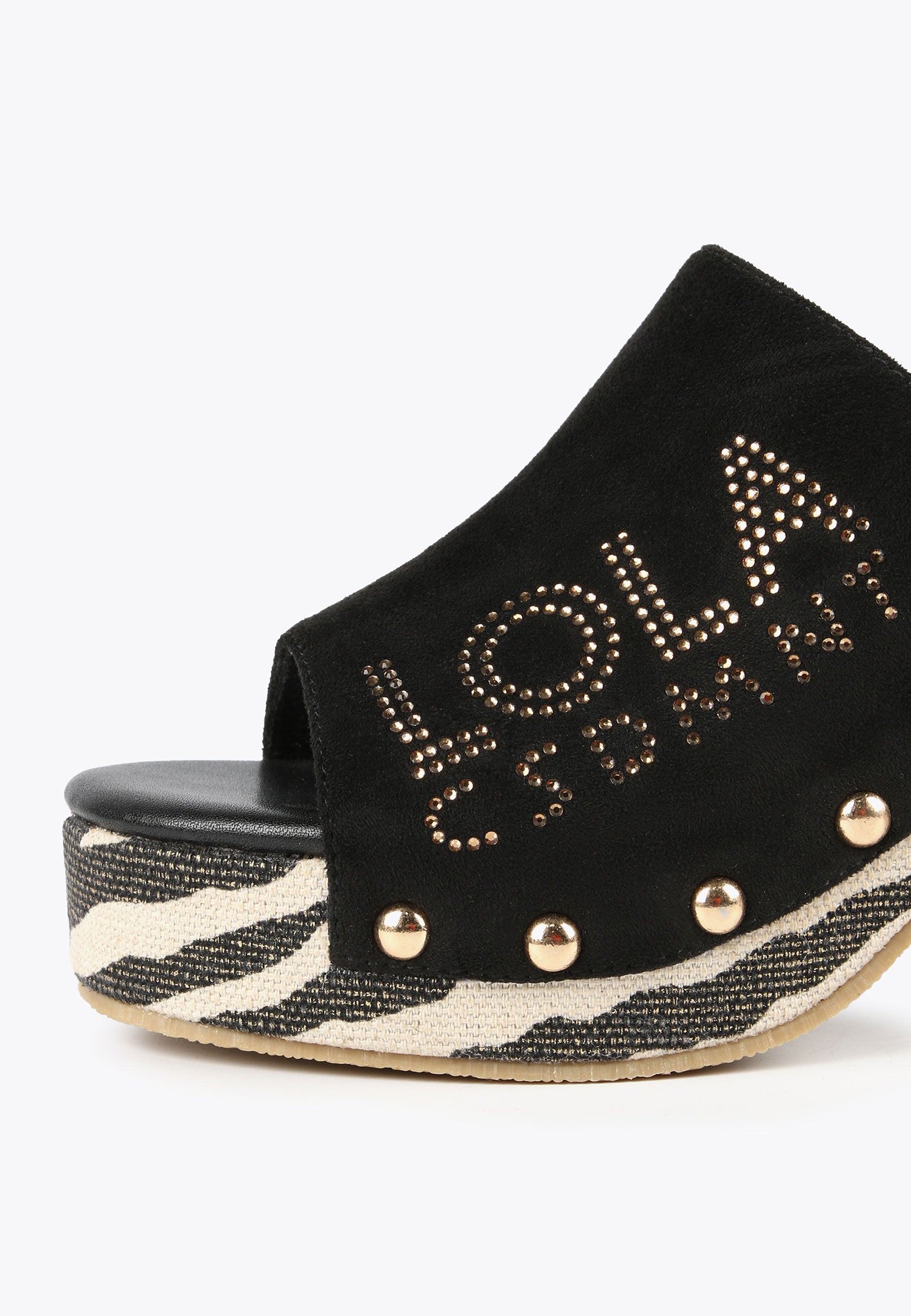 LS2405014-Black-Clogs with animal print soles