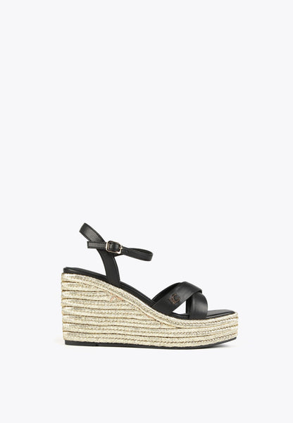 LS2405023-Black-Ecru-Metallic wedge sandals