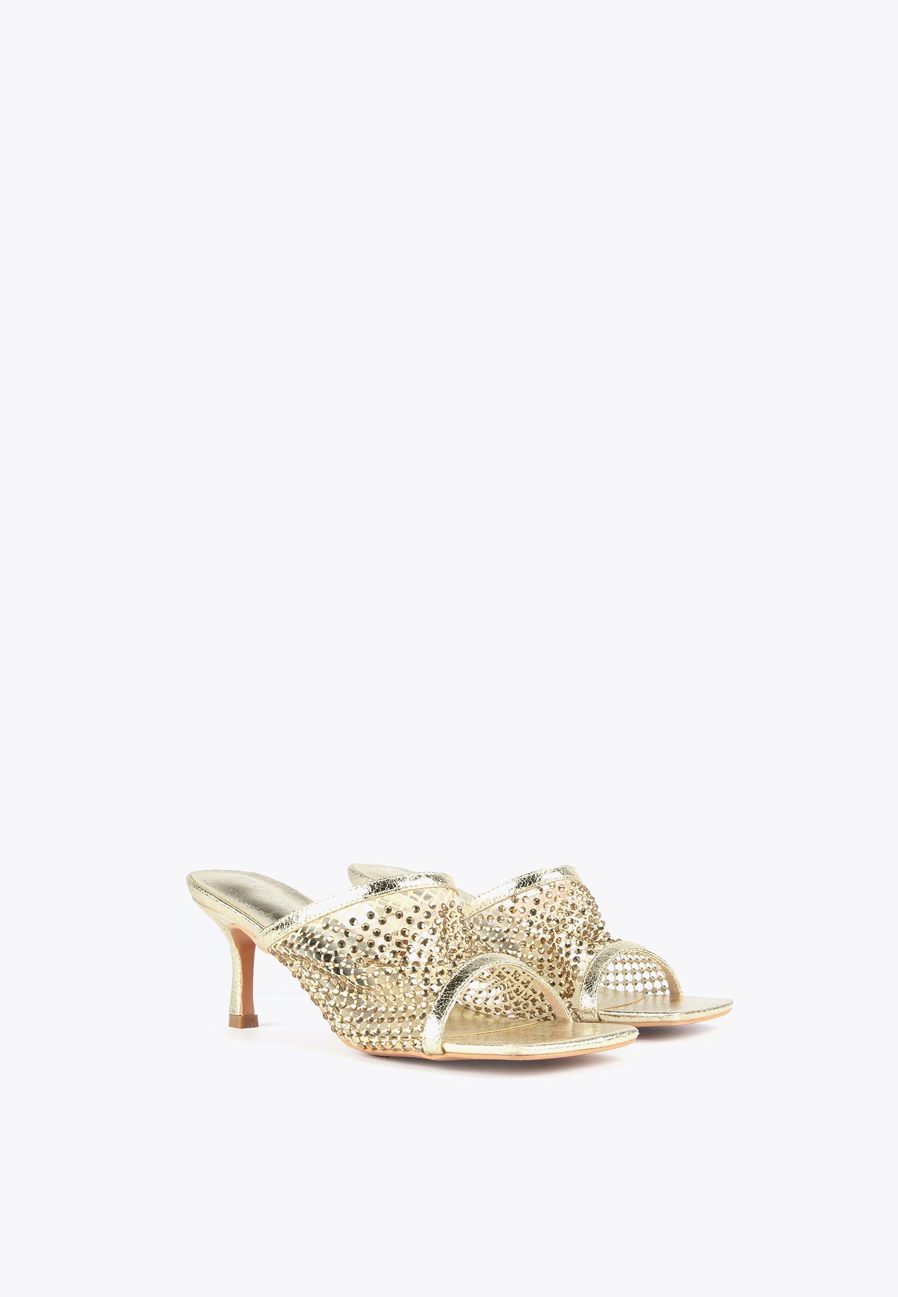 LS2405033-Gold-Heeled sandals with rhinestone mesh