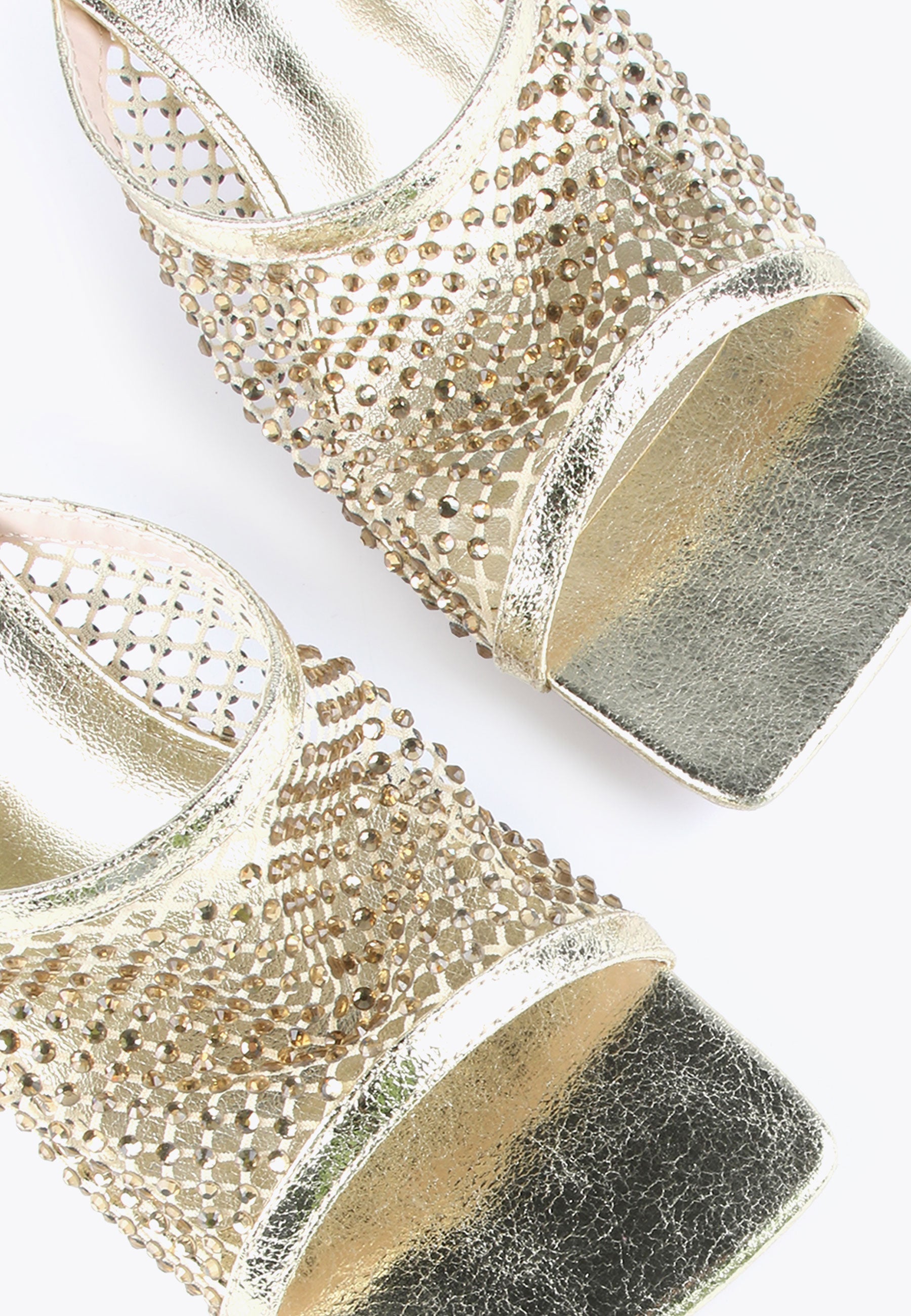 LS2405033-Gold-Heeled sandals with rhinestone mesh