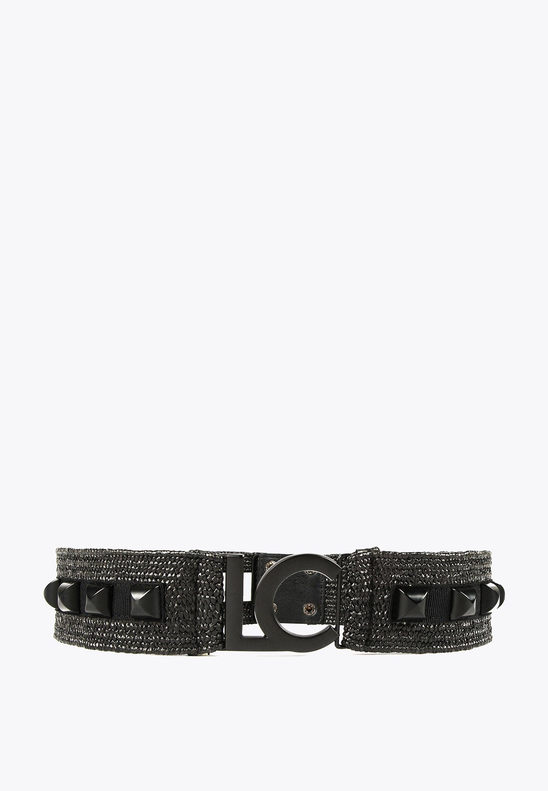 LS2406007-Black-Raffia-effect belt