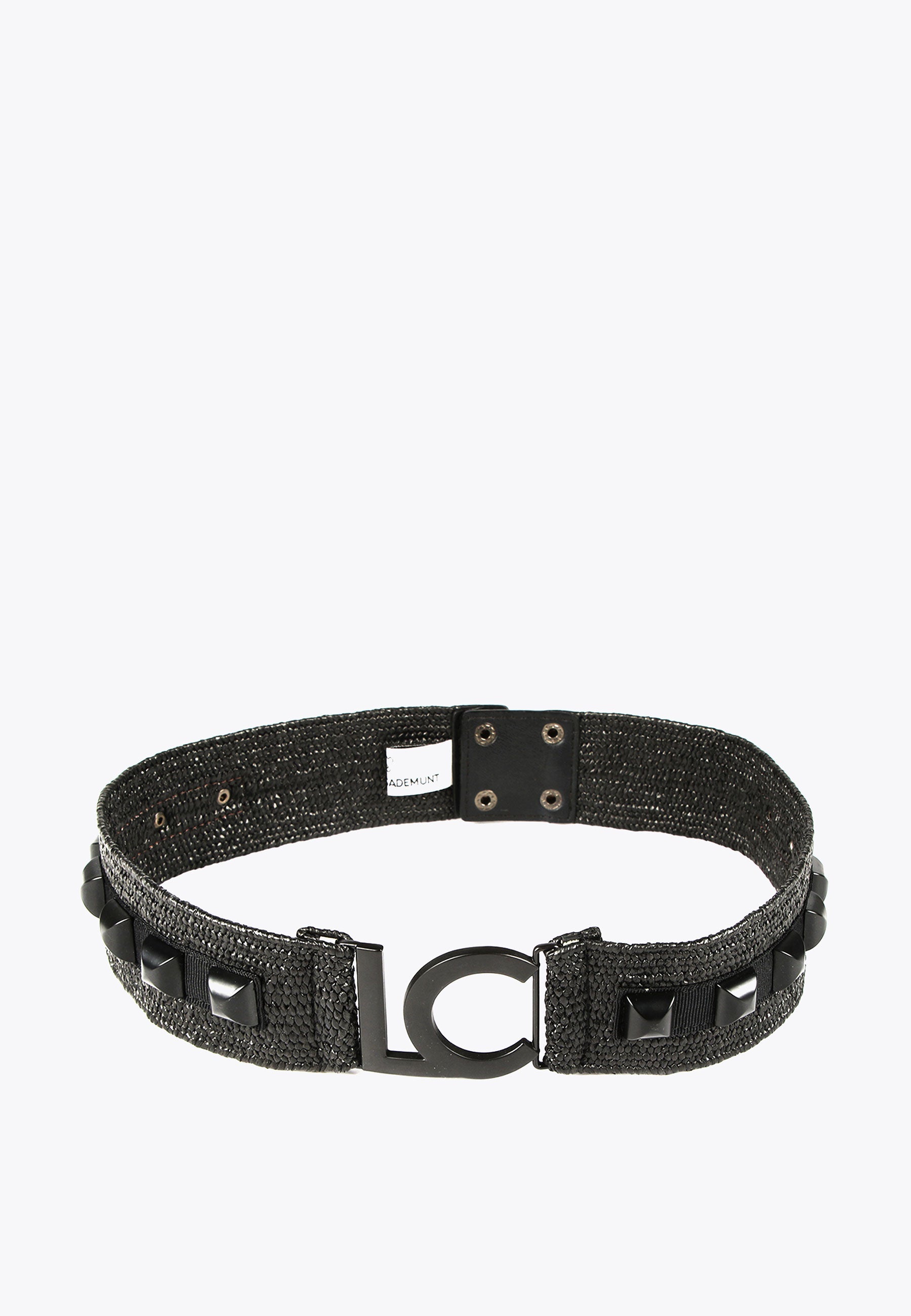 LS2406007-Black-Raffia-effect belt