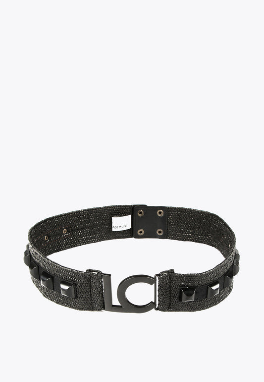 LS2406007-Black-Raffia-effect belt