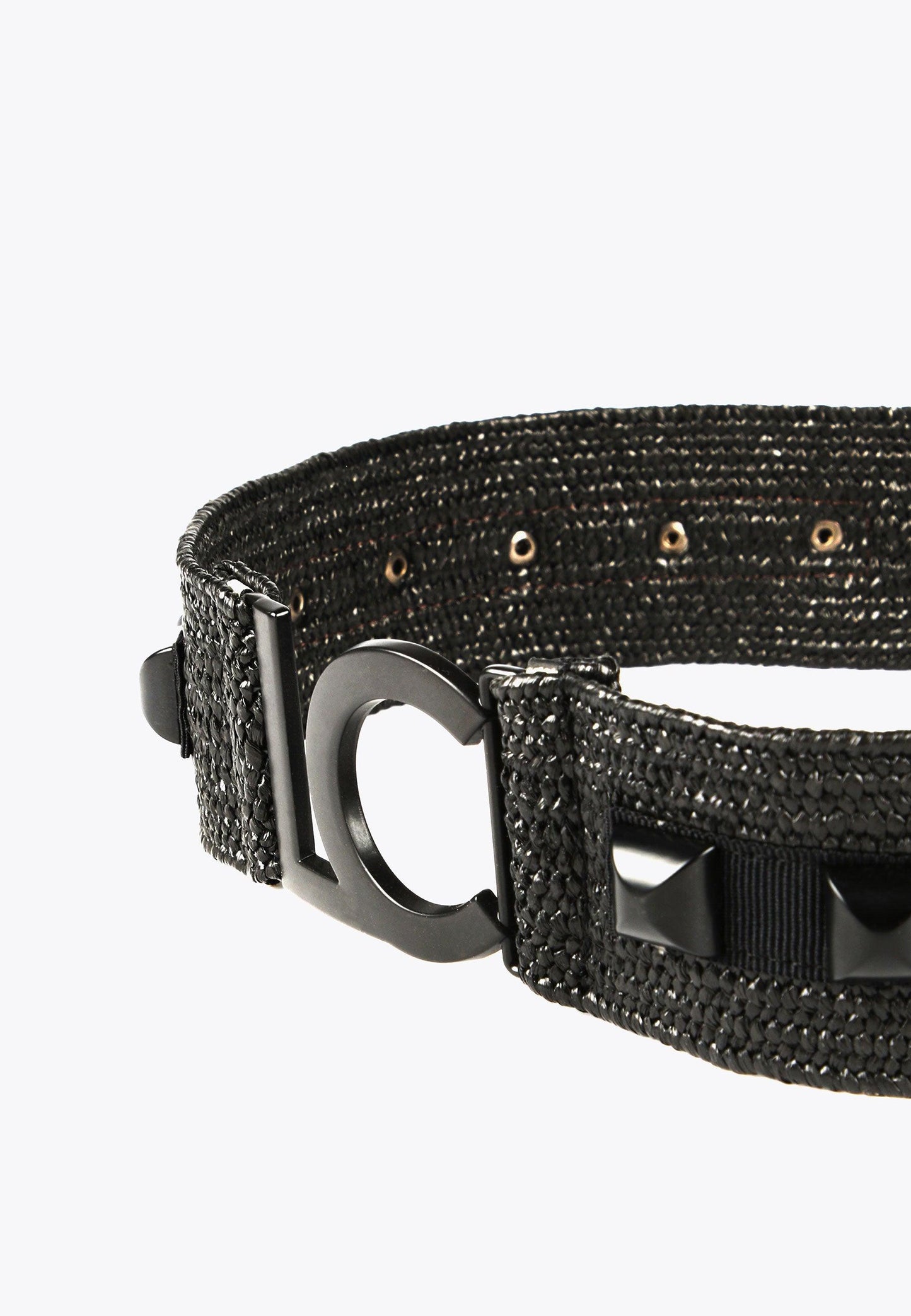 LS2406007-Black-Raffia-effect belt