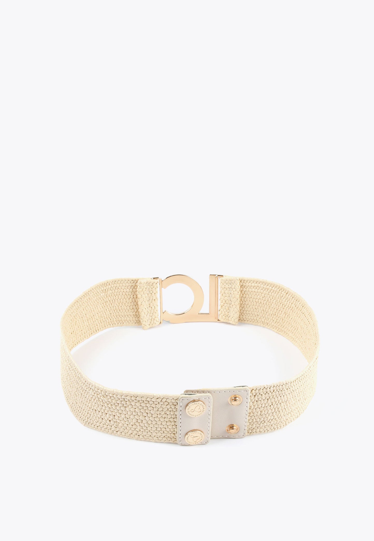 LS2406008-Ecru-Elasticated raffia-effect belt