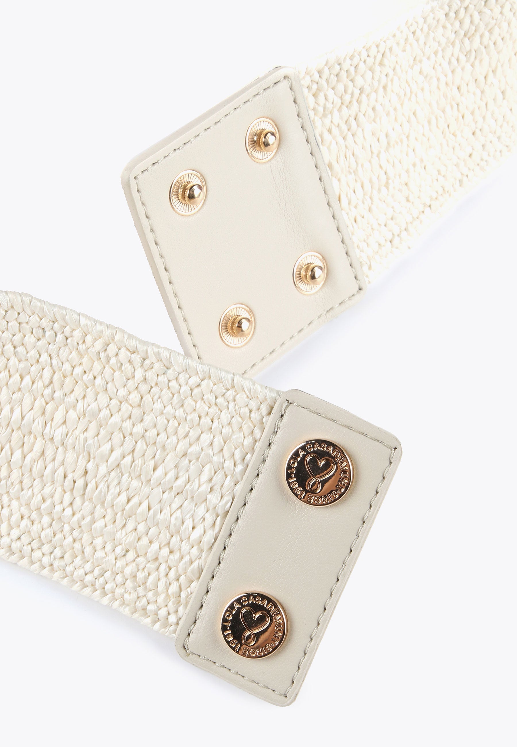 LS2406012-Ecru-Elasticated raffia-effect belt