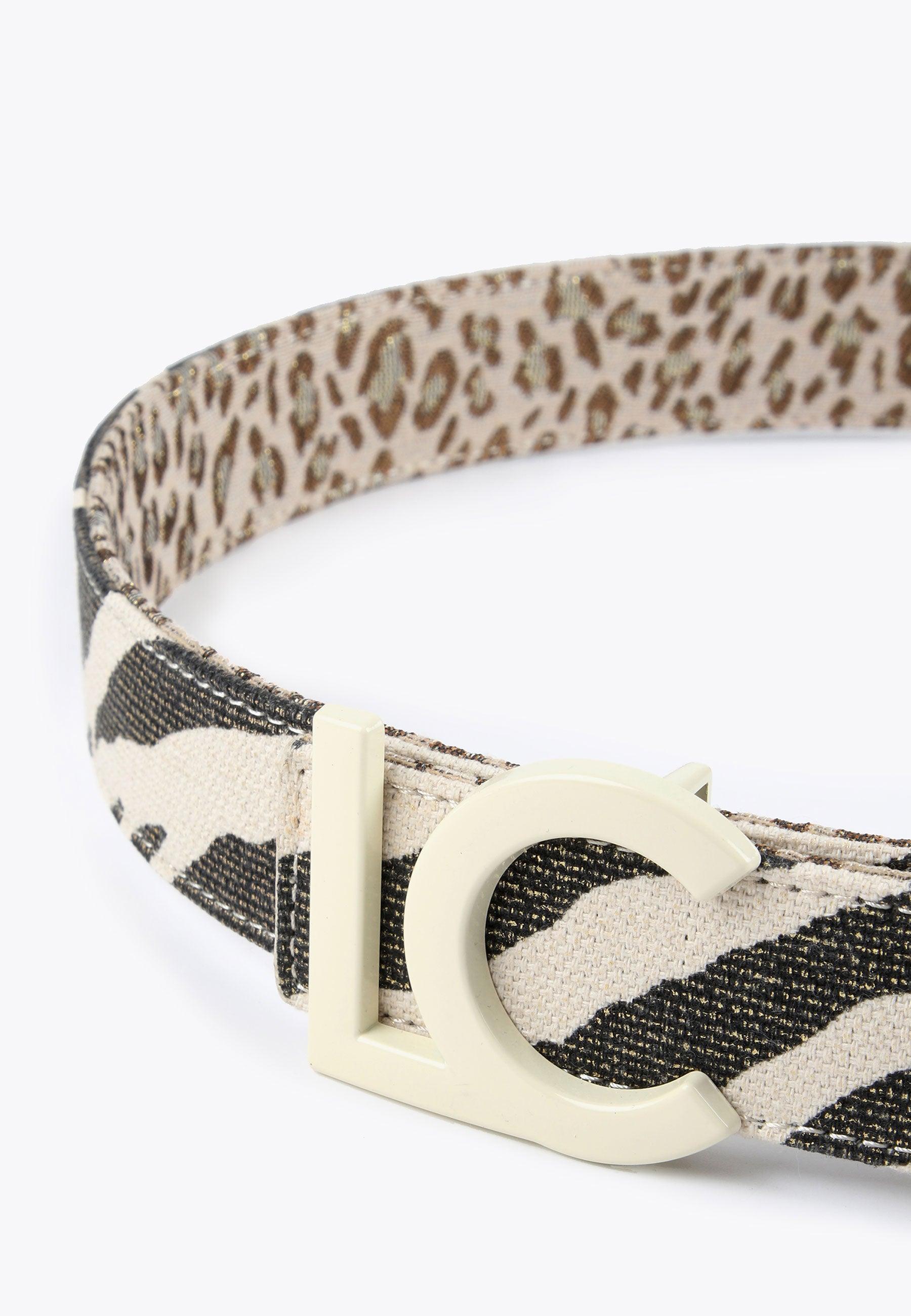 LS2406014-Ecru-Brown-Reversible animal print belt