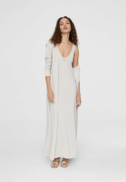 LS2411007-Ecru-Long knit cardigan