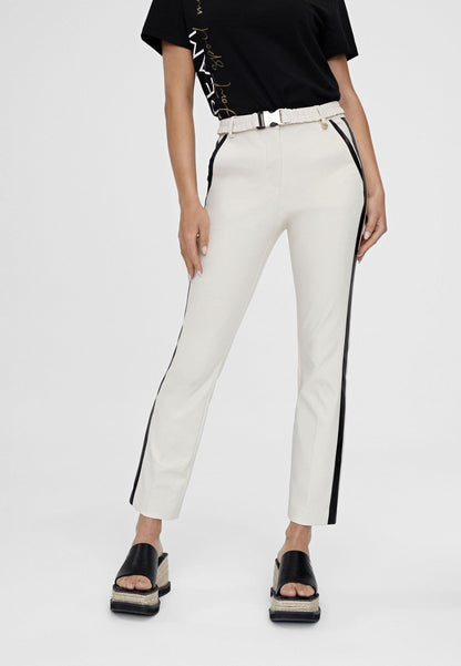 LS2414018-Ecru-Black-Straight cut trousers with side band