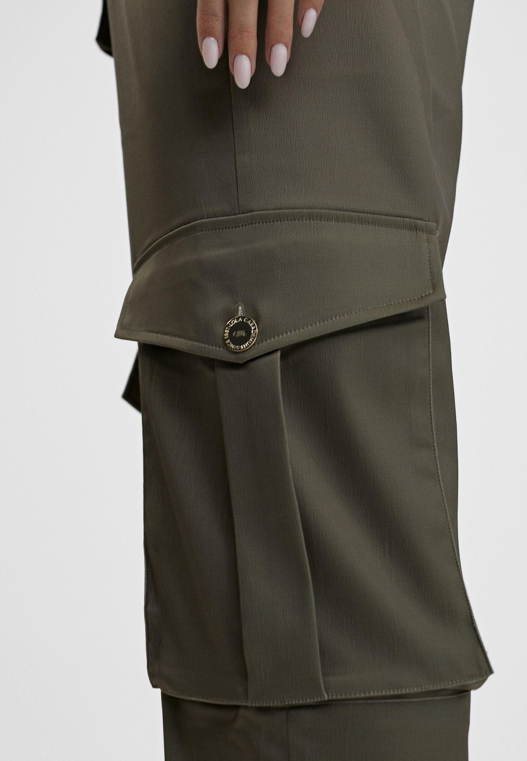 LS2414023-Khaki-Trousers with cargo pockets