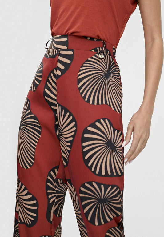 LS2414031-Red-Black-Straight printed trousers