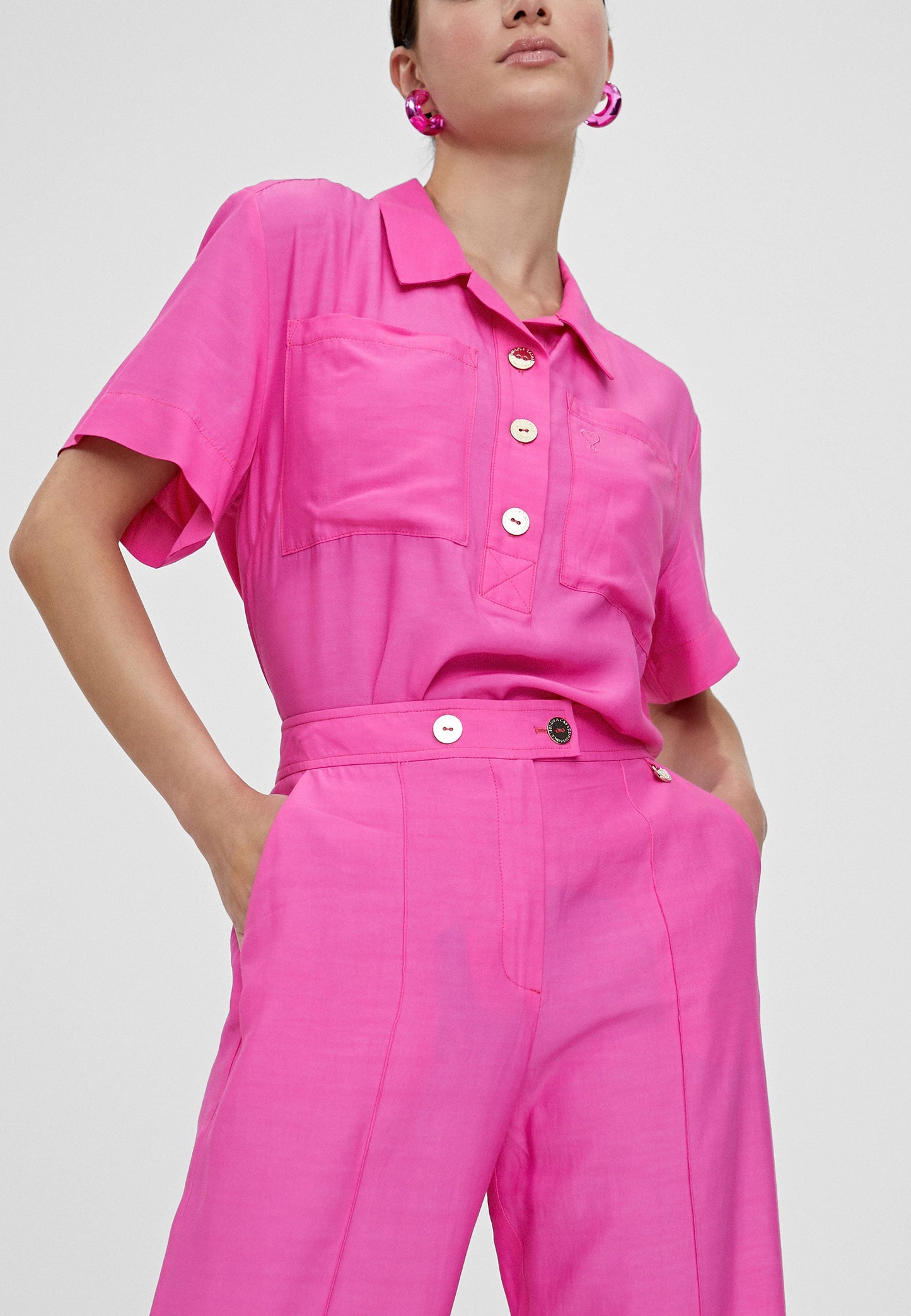 LS2414032-Fuchsia-Monochrome cropped trousers