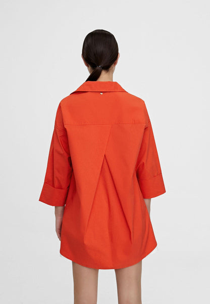 LS2415001-Red-Basic cotton shirt