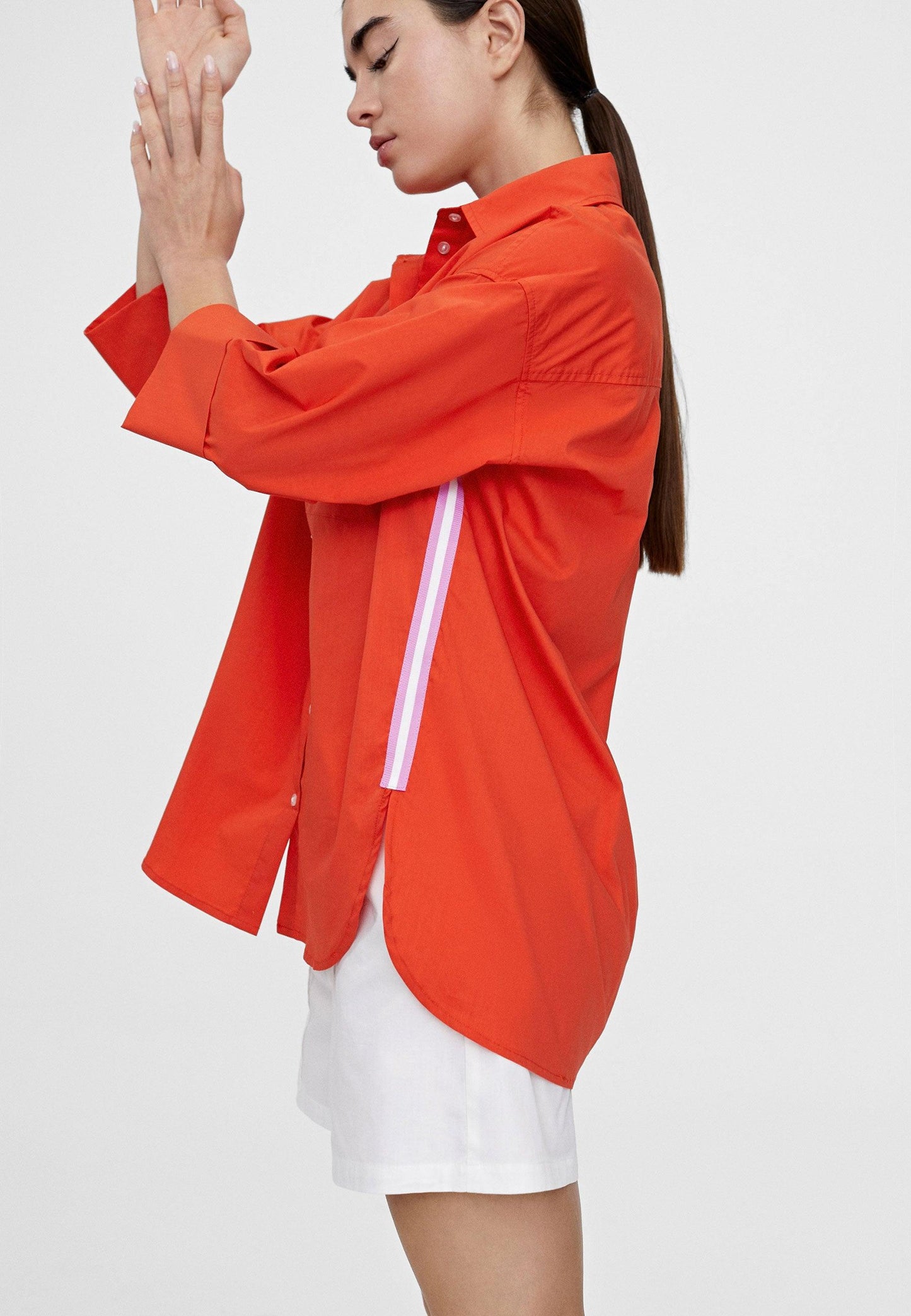 LS2415001-Red-Basic cotton shirt