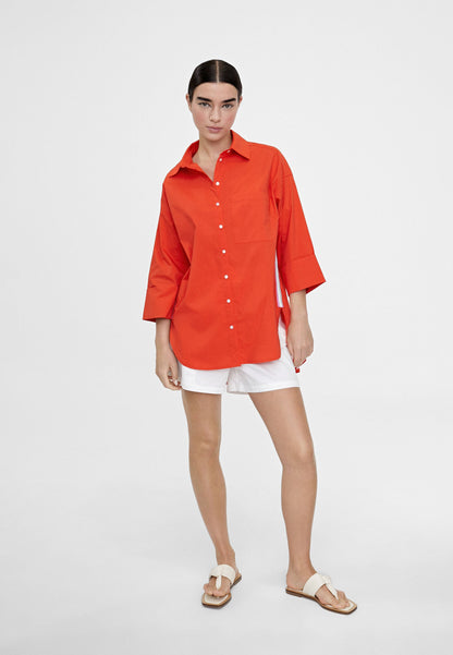 LS2415001-Red-Basic cotton shirt