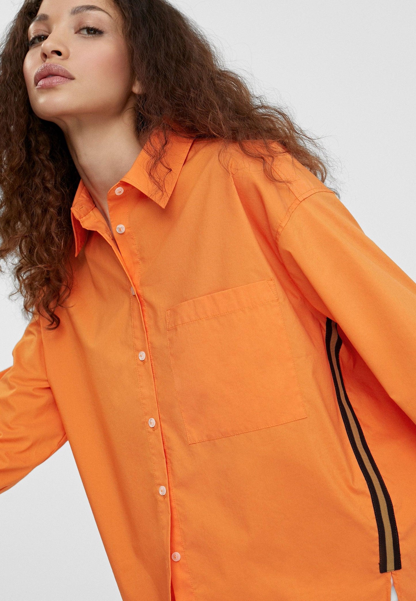 LS2415001-Orange-Basic cotton shirt