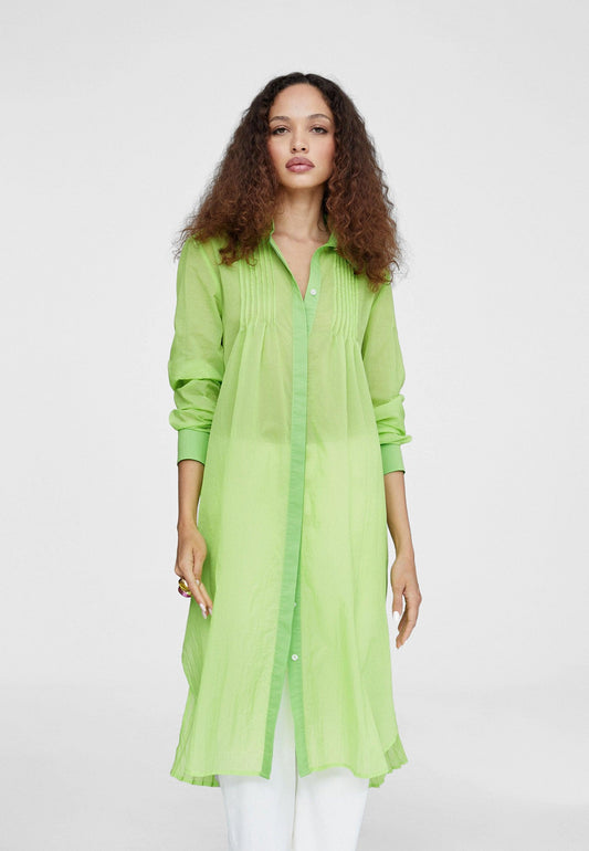LS2415011-Pistachio-Long blouse with slits