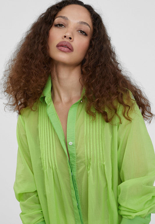 LS2415011-Pistachio-Long blouse with slits