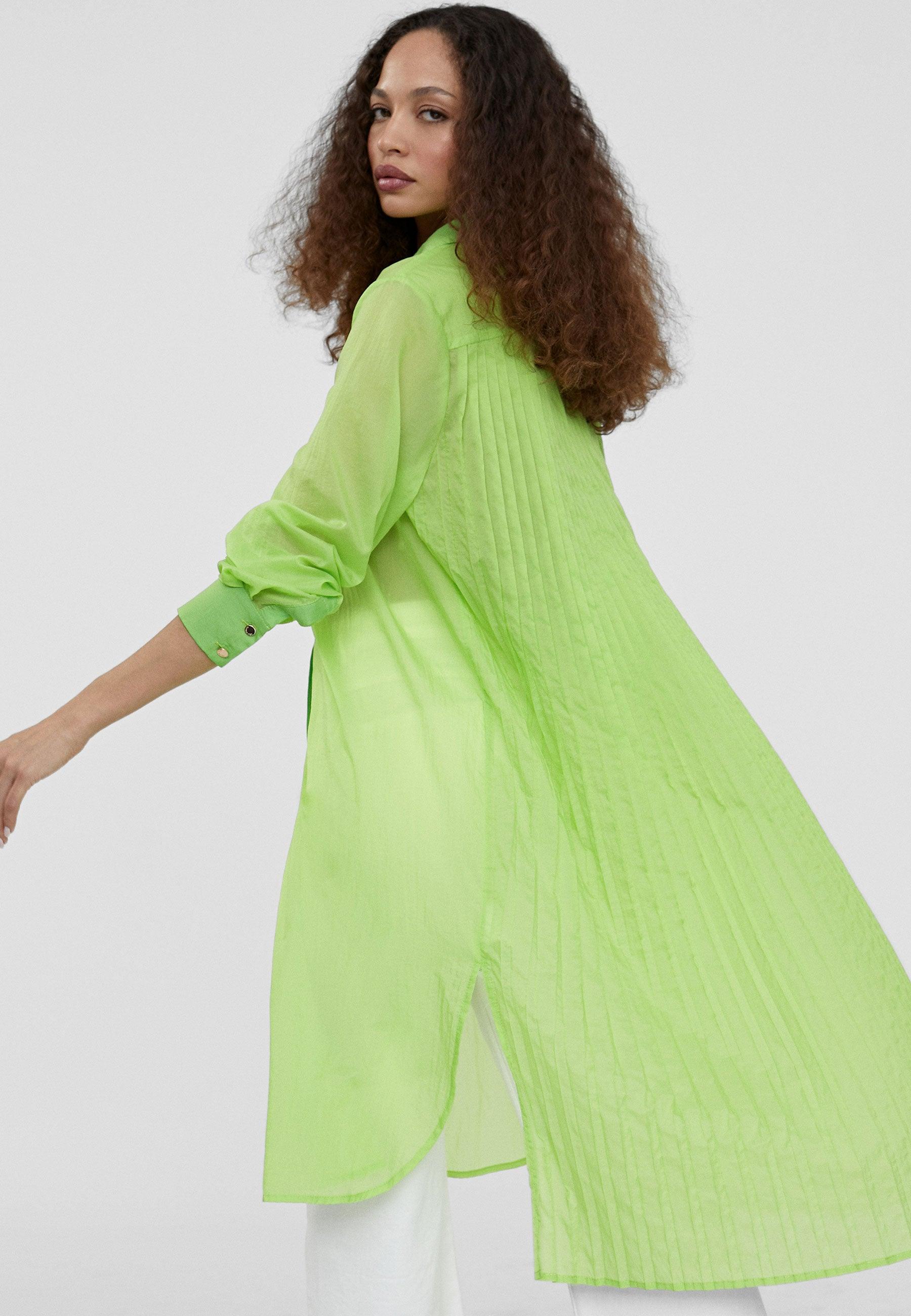 LS2415011-Pistachio-Long blouse with slits