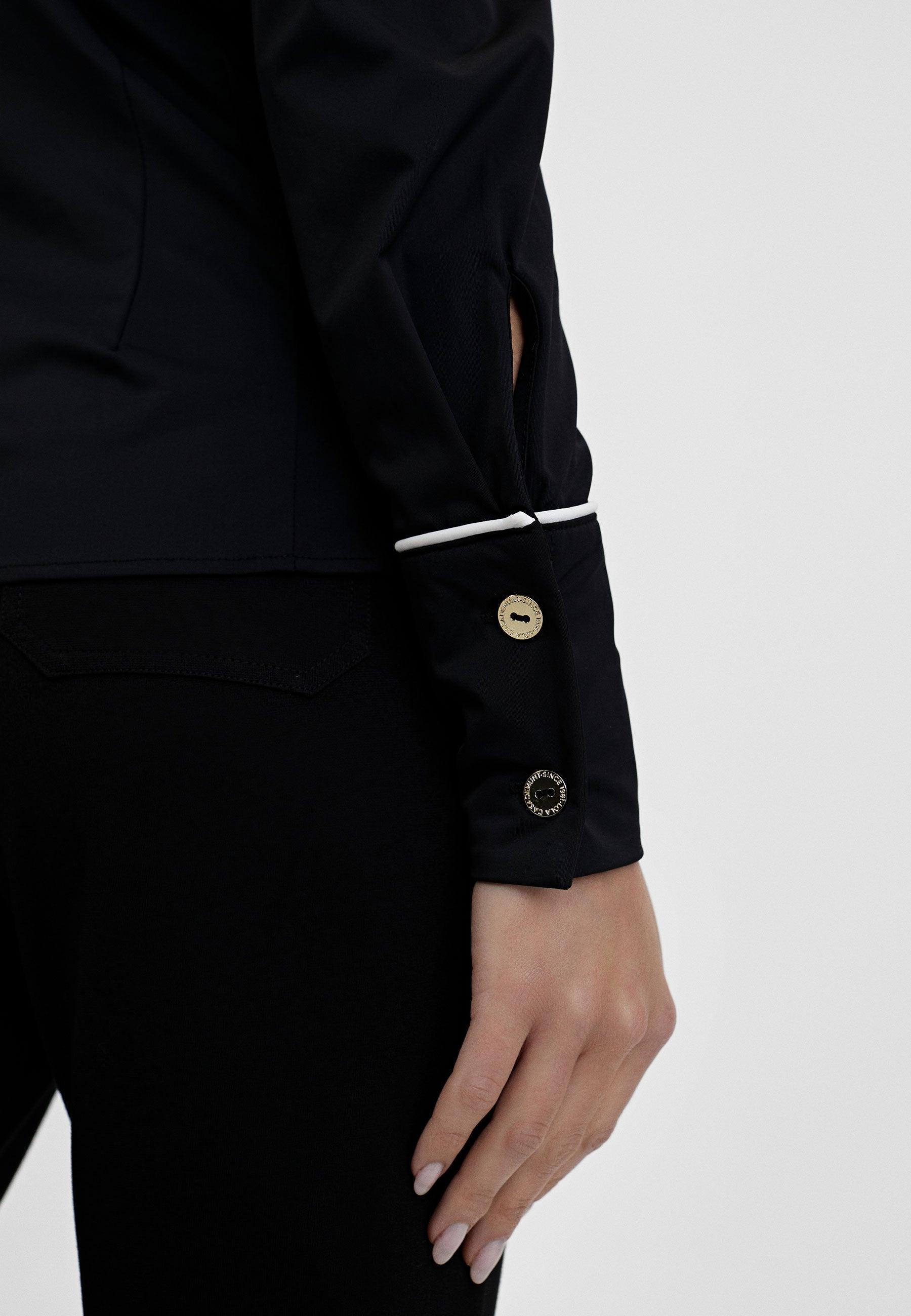 LS2415013-Black-Stretch shirt with contrast piping