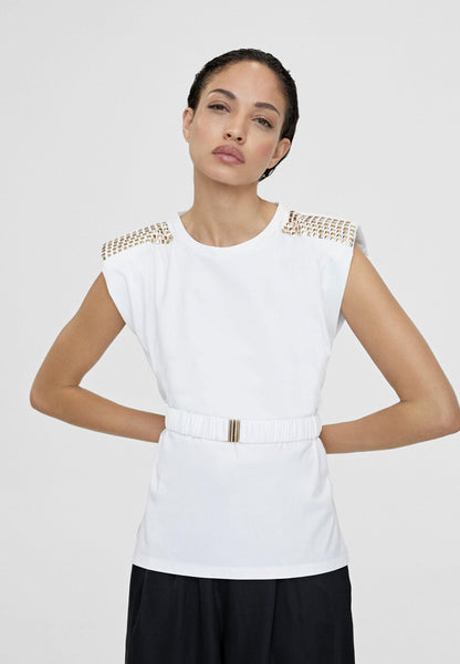 LS2415028-White-T-shirt with belt